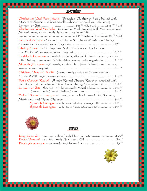 PATIO GARDEN RESTAUARANT 2010 SUMMER MENU